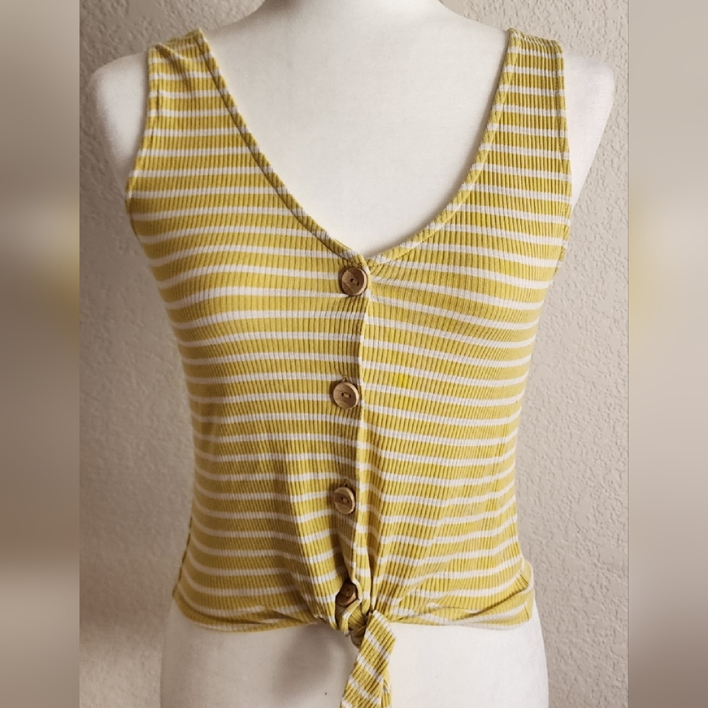 Button up tank top with tie